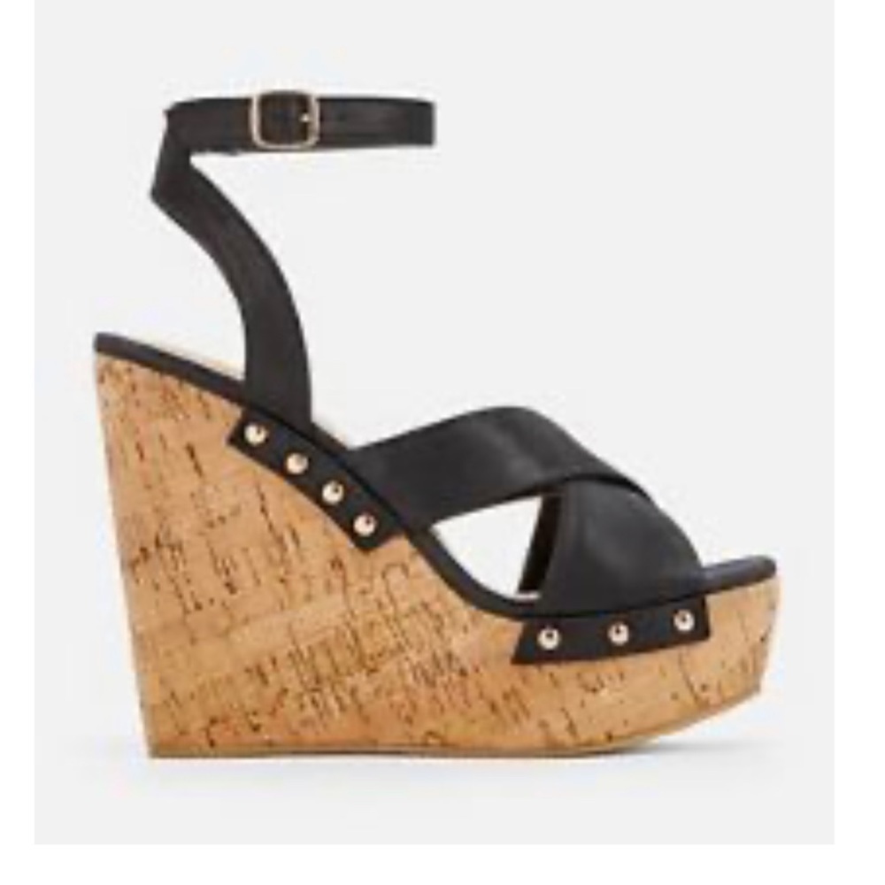 JustFab Reja black Styled Wedges
